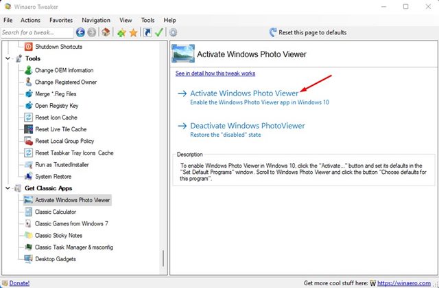 Aktiválja a Windows Photo Viewer programot