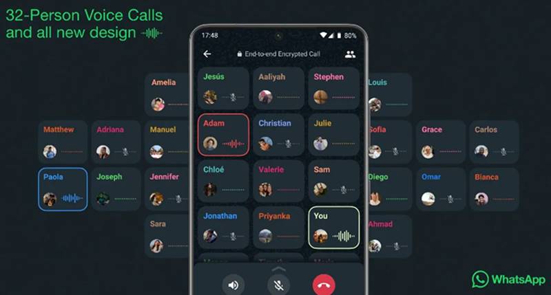 32-Person Voice Call on WhatsApp