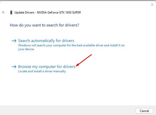 'Browse my computer for driver software'