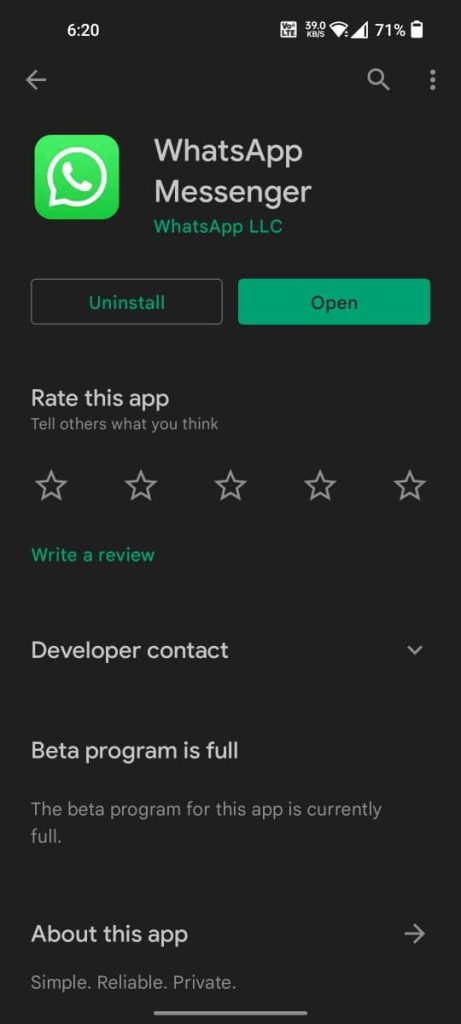 WhatsApp app for Android