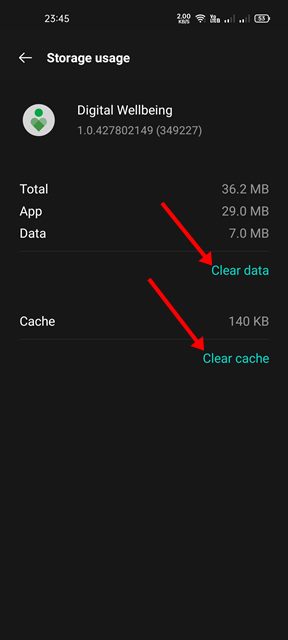 Rensa data & Rensa cache