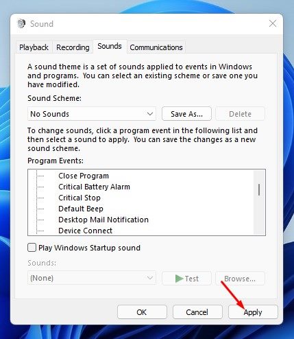 How to Disable all System Sounds in Windows 11 - 21