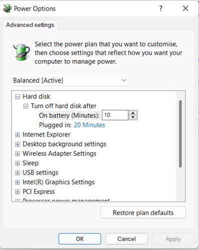 expand the Hard disk option