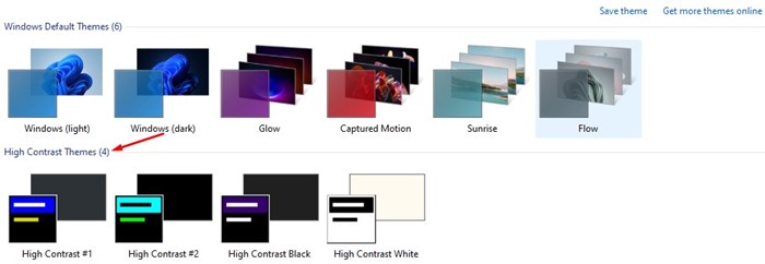 High Contrast Themes