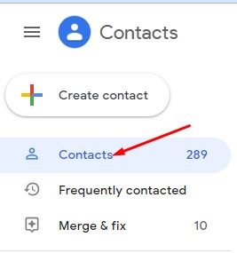 click on the Contacts button