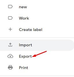 click on the Export button