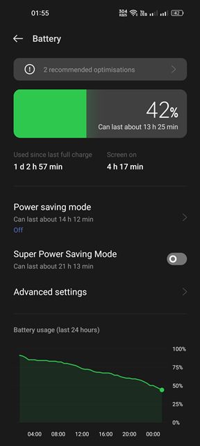 Turn off Battery Saving Mode on your Android