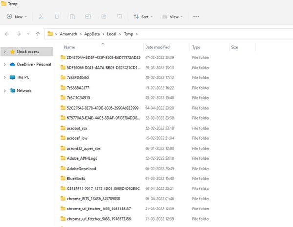 Temp folder on your Windows 11