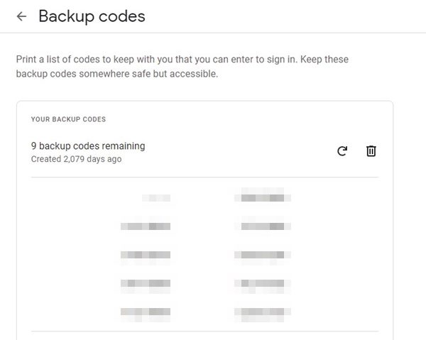Backup Codes