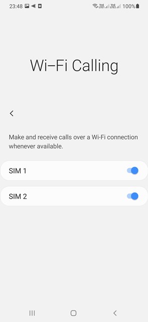 toggle button for WiFi calling