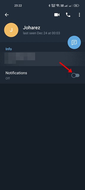 turn off the toggle behind the Notifications