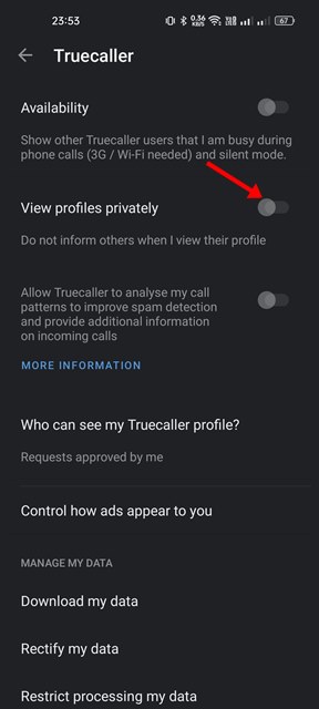 View profiles privately