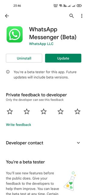 Update the WhatsApp app for Android