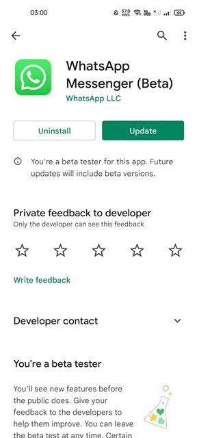 update the WhatsApp app for Android