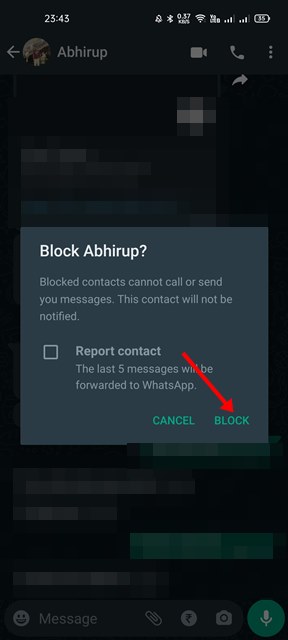 tap on the Block option again