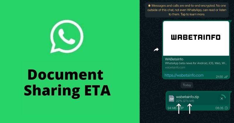 WhatsApp per portare la funzione di avvisi ETA durante l'invio di file