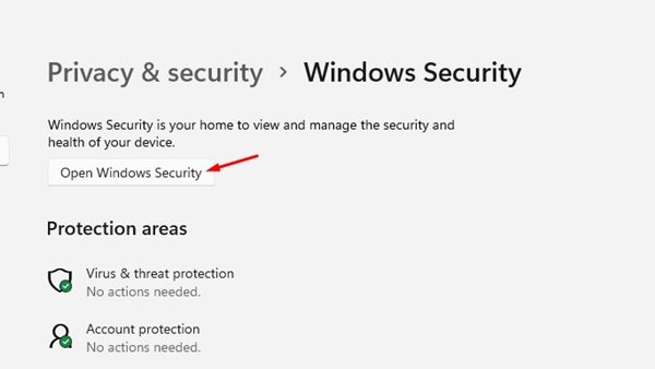 Abra a Segurança do Windows