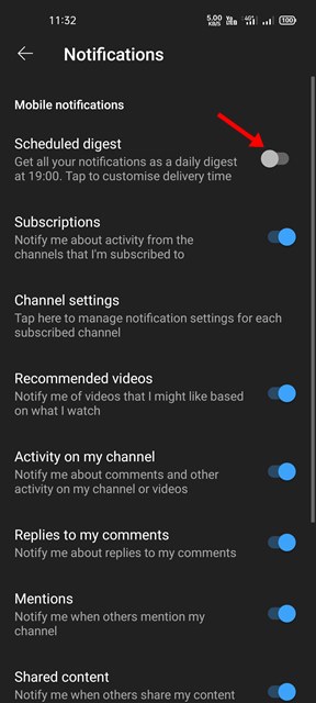 How to Use the Scheduled Digest Feature of YouTube App