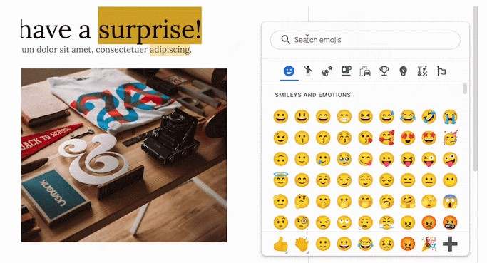 emojis Reaction feature on google docs