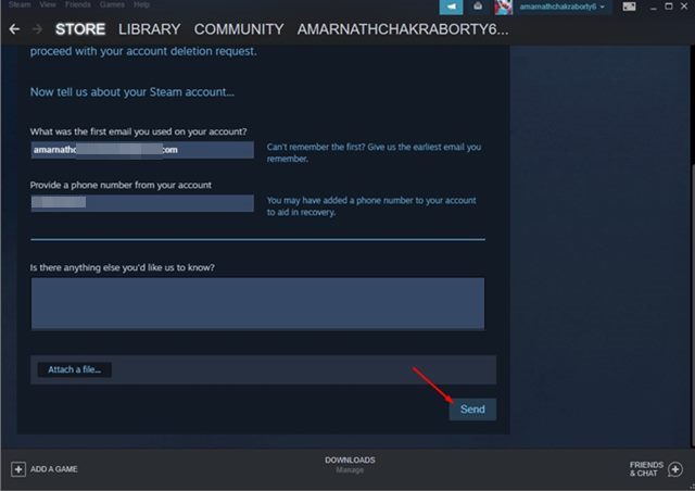 Remove your steam account