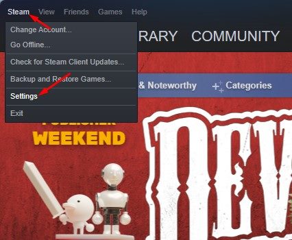 Steam > Settings