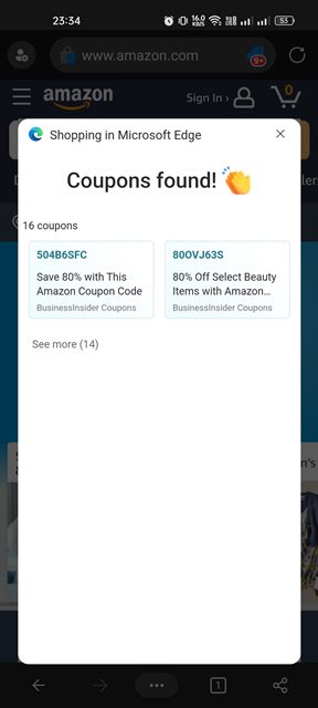 How to Enable Shopping Coupon Feature in Microsoft Edge on Android - 21