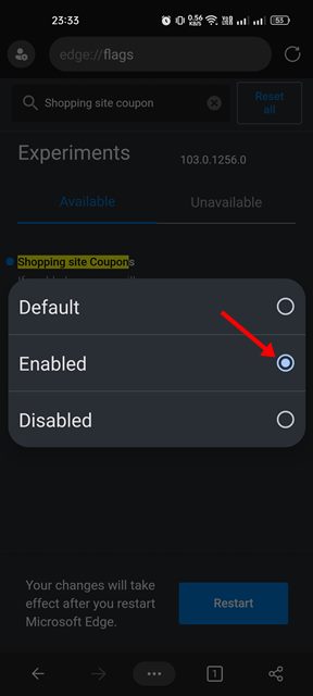 How to Enable Shopping Coupon Feature in Microsoft Edge on Android - 17