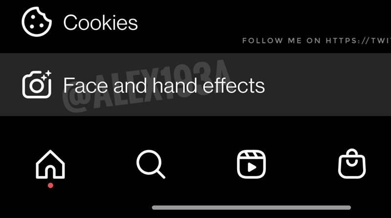 Instagram new Face and Hand Effects Option in Settings