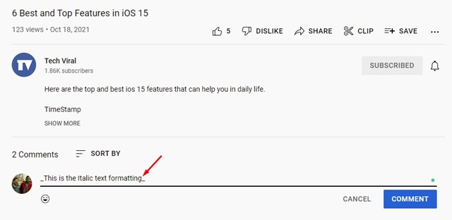 How to Write YouTube Comments in Bold  Italics  or Strikethrough - 91