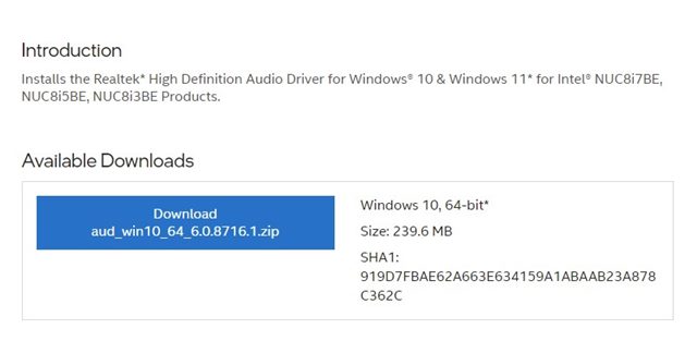 Manually Install the Sound driver on Windows 11