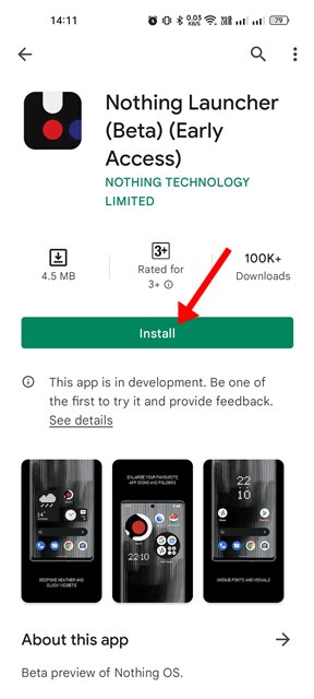tap on the Install button
