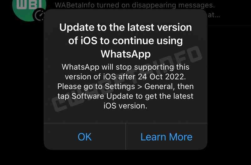 iOS 10 och iOS 11 stöds inte längre av WhatsApp