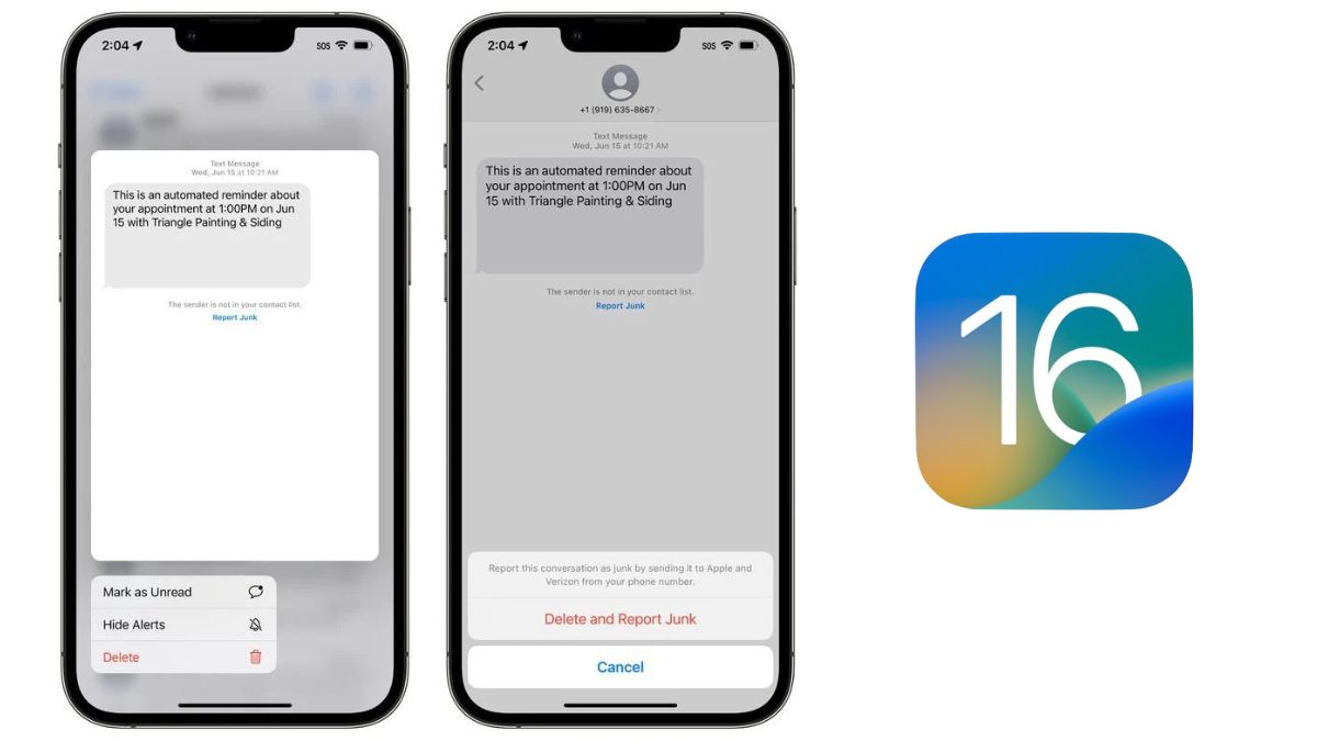 Apple iOS 16에서는 사용자가 스팸 메시지를 보고할 수 있습니다.