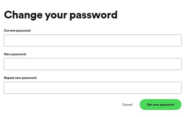 current password, new password, and then repeat the new password