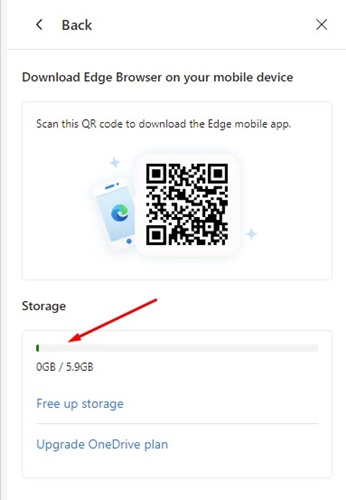 available OneDrive storage space