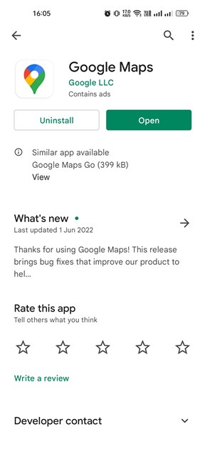 update the Google Maps app