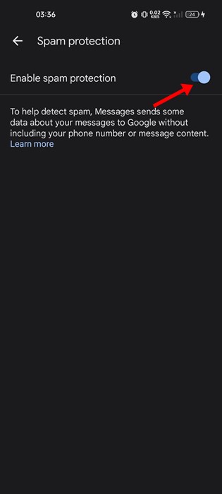 How to Enable Spam Protection in Messages on Android - 99