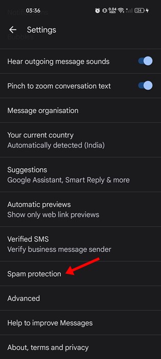 How to Enable Spam Protection in Messages on Android - 93