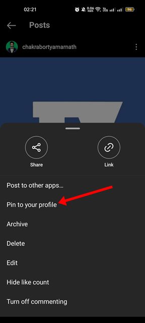 Pin to your Profile
