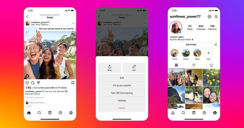 Instagram låter dig nu fästa tre inlägg eller rullar på din profil