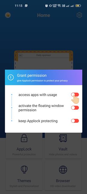 grant the permissions