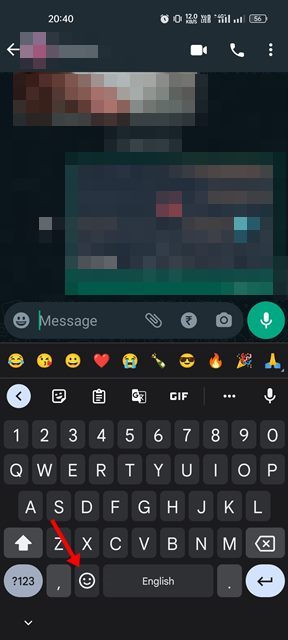 tap on the emoji icon