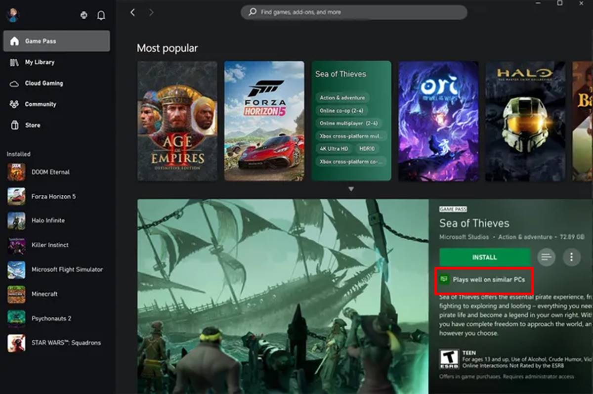 Microsoft Xbox PC App Introduced Game Performance Indicator