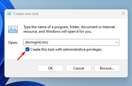 Run Device Manage with Administrative Privileges