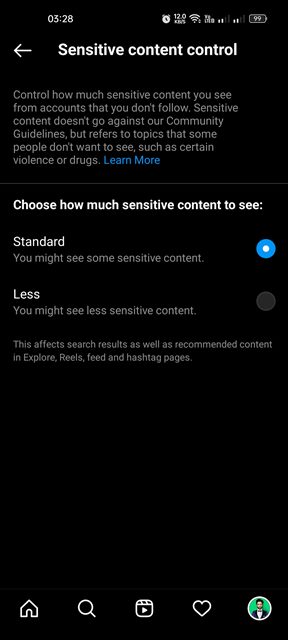 choose how much sensitive content you want to see