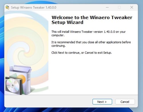 run the WinaeroTweaker executable file