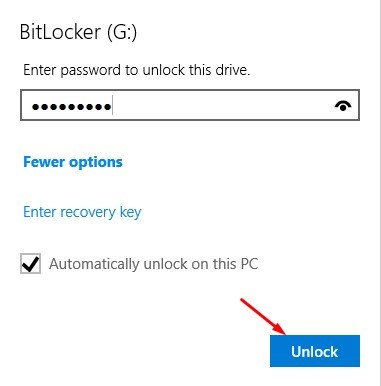 Automatically unlock on this PC