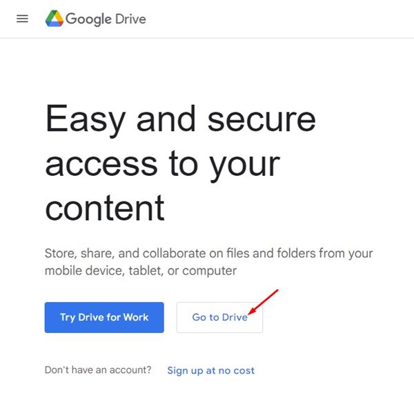 Google Drive website