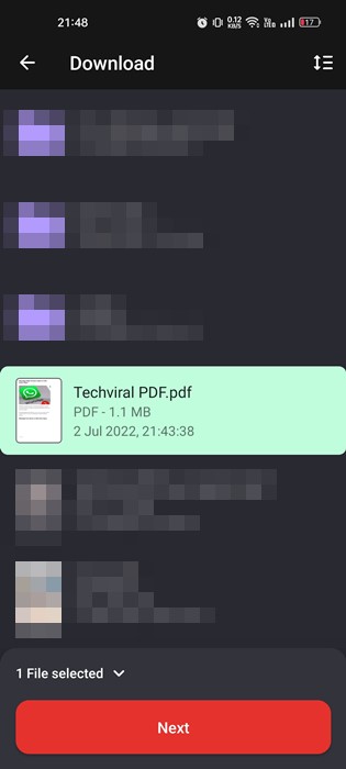 select the PDF file