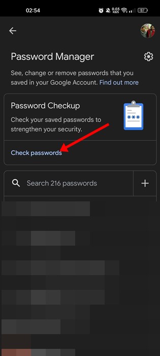 Check passwords